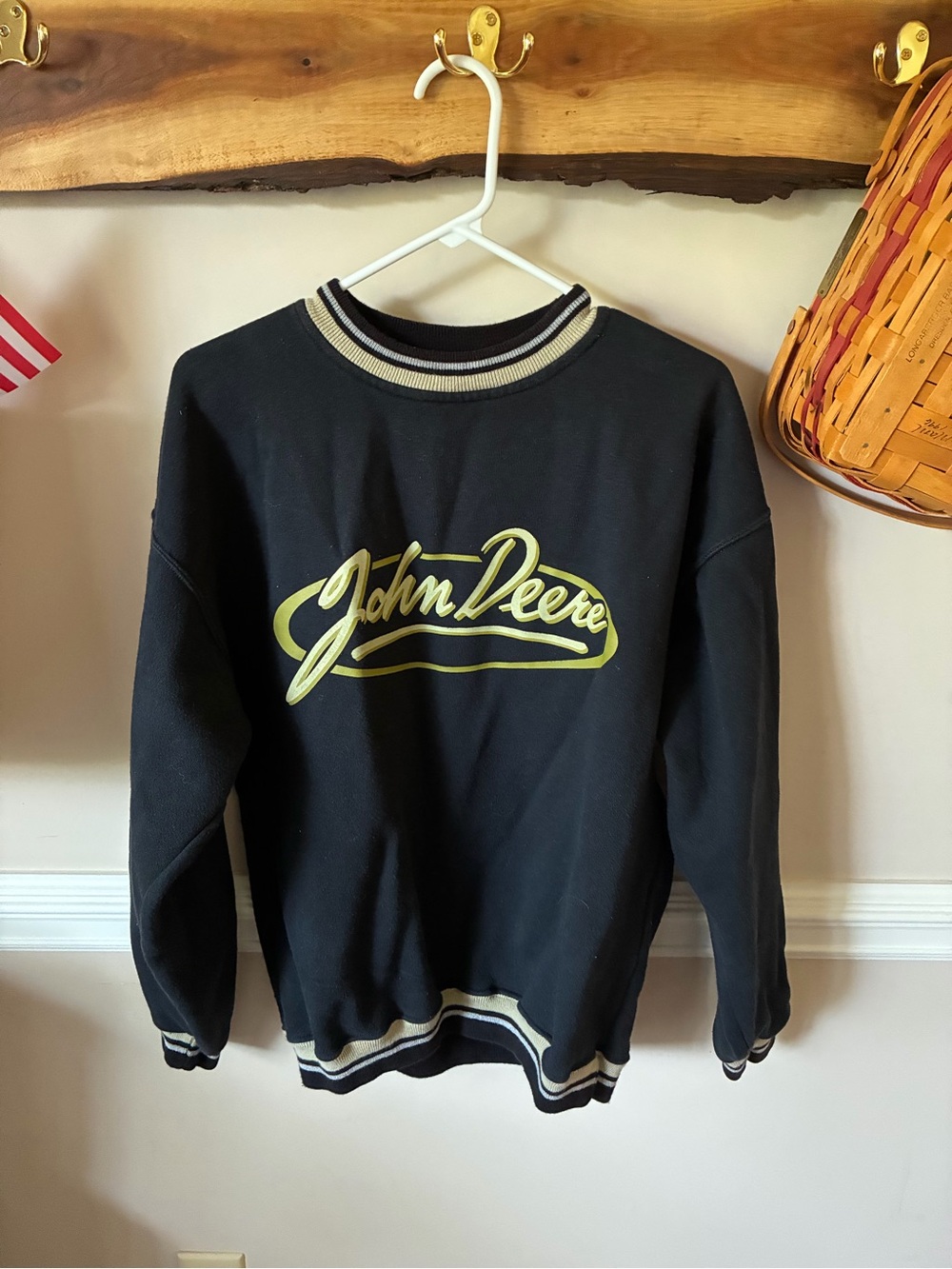 Vintage John Deere Navy Yellow Ringer Sweatshirt Swingster M
